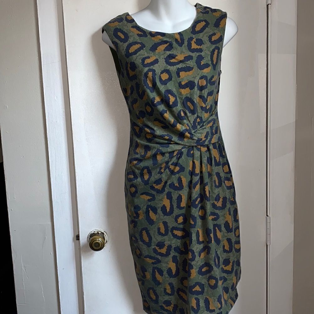 PHILOSOPHY Green Leopard Print Sleeveless Dress-S
